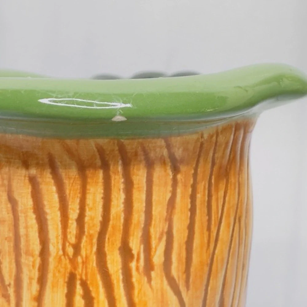 Vintage Susan Paley Ganz Ceramic Lady Vase JADE Hand Painted‎ Green FLAW READ